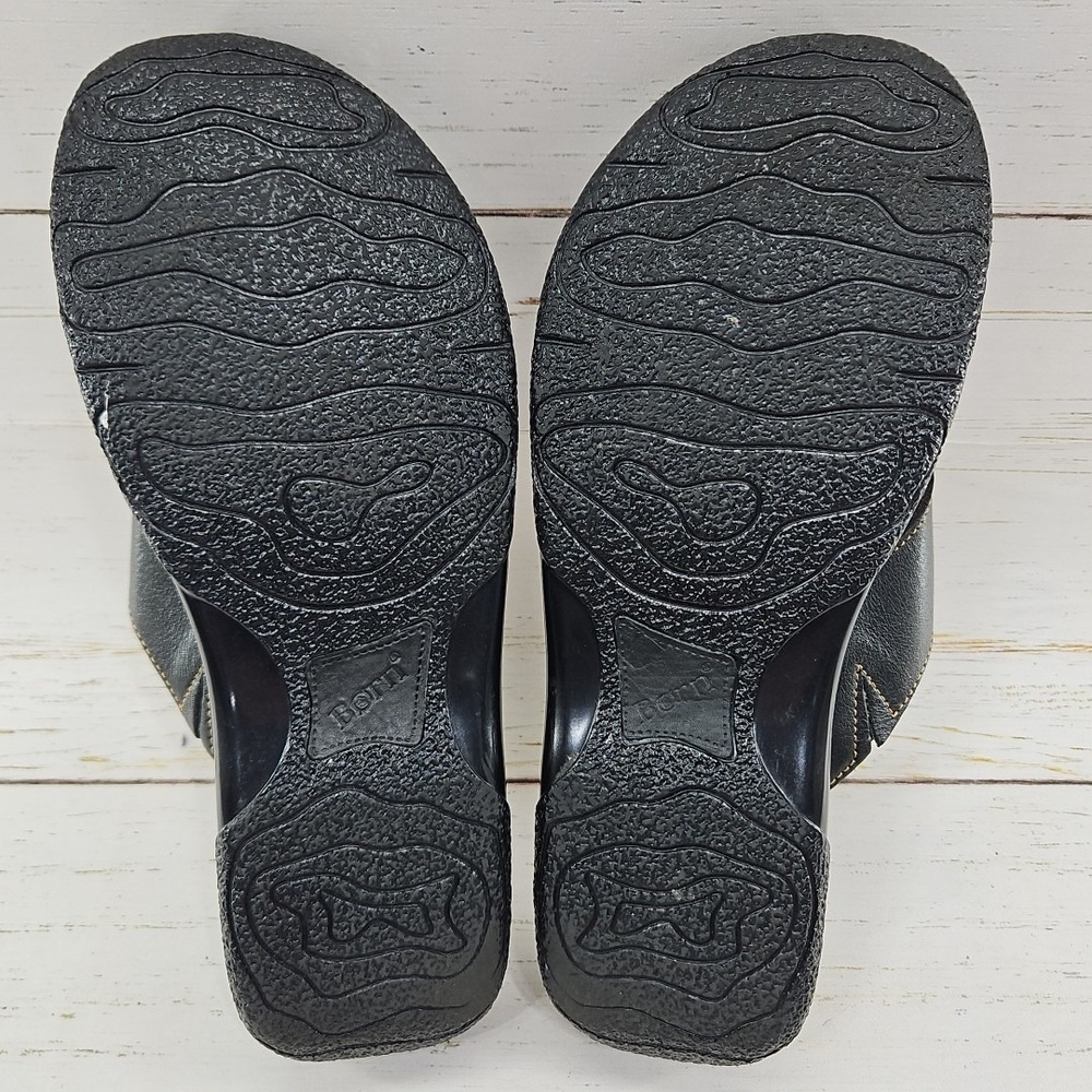 Born Women 8 Black Leather Thongs Flip Flops Slides Sandals Comfort Shoes W31465 - Picture 8 of 8